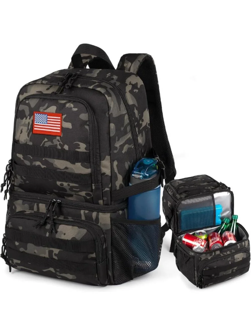 Large Tactical Cooler Backpack for Men | Double Deck Lunch Bag with 2